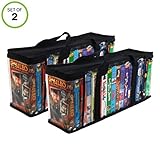 Evelots VHS Storage Bag-Movie Organizer-Video Tape-Handles-Hold 36-No Dust-Set/2