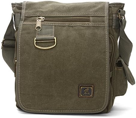 Canvas Vintage Rucksuck Flap Backpack w/ Cross Body Strap - Olive