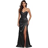 Weinaze Corset Lace Prom Dress Ball Gown 2026 with Slit Sweetheart Satin Mermaid Long Pleated Formal Maxi Gowns NZ074