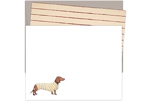 Koko Paper Co Dachshund Blank Notecards (25 Count) | French Gray Envelopes Included | Printed on Heavy Card Stock