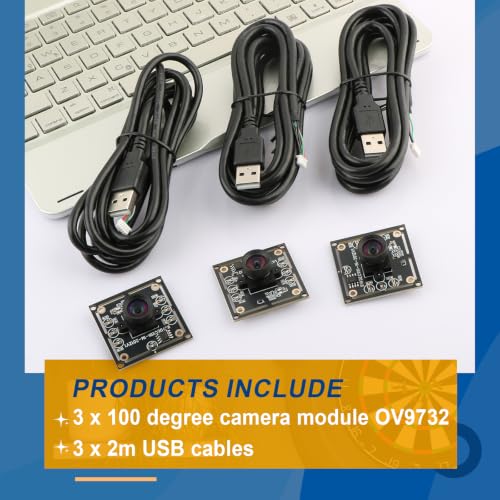 ov9732 Camera Module 100 Degree for Car Darts Camera System 3 Set 1280 x 720 30fps Face Detection Picture Capture 2M Cable USB 2.0 Output Phone