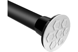 HOOPLE Heavy Duty Tension Curtain Rod 102-120 Inch, 1.27"Diameter No Drilling Adjustable Rod for Shower Windows Bathroom Bedroom Patio, Renter Friendly, Non-Slip Telescoping Design, Black