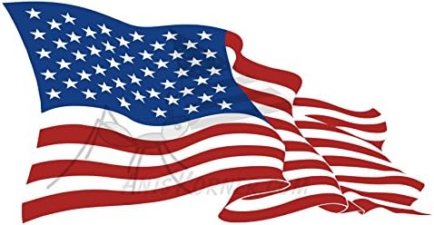 2 Pack American Flag ~Right Wave~ 4.5" x 3" Peel &amp; Stick Decal Bumper Sticker UV Fade Resistant and Water Resistant Die Cut Laminate / Vinyl Decal Bumper Sticker