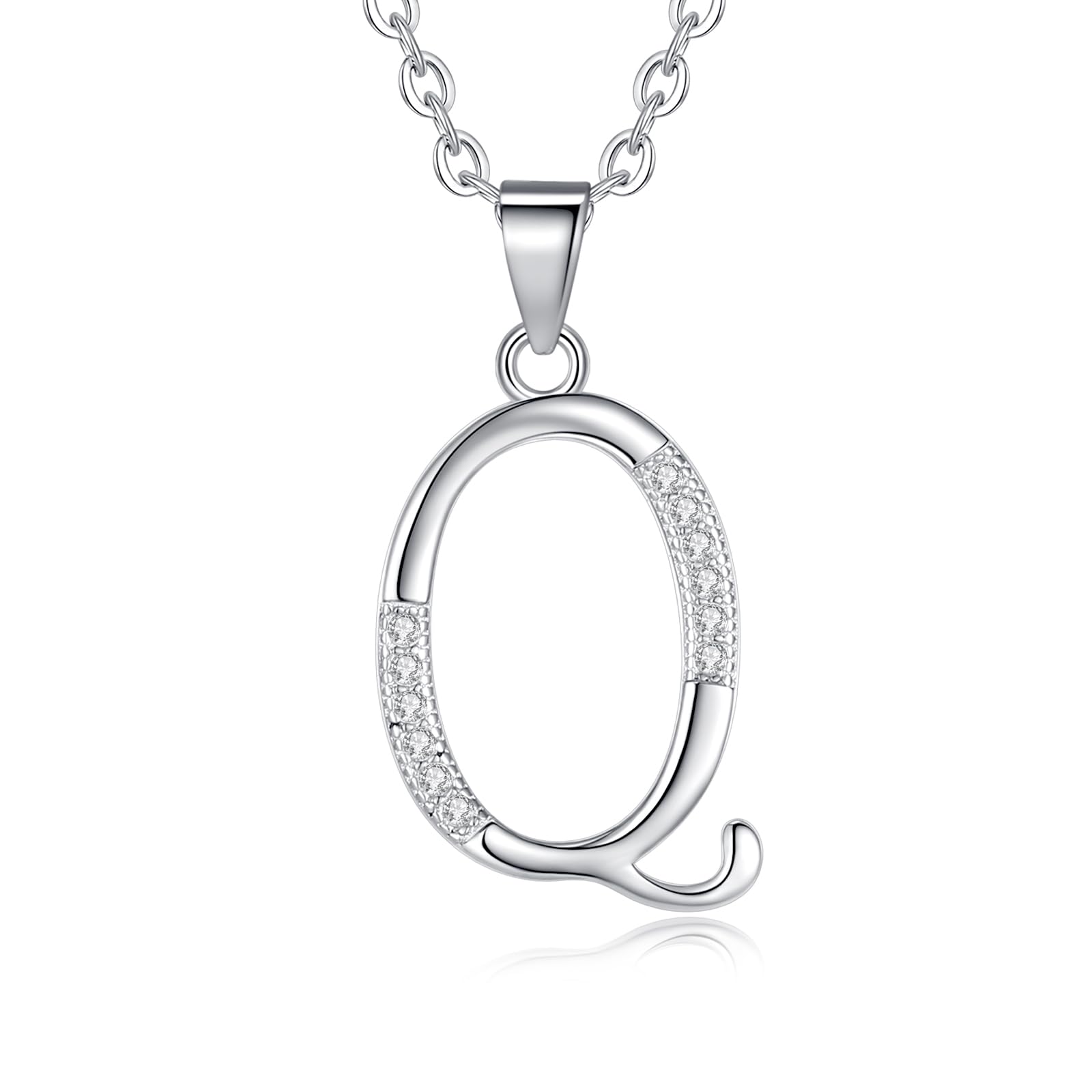 VIKI LYNN Letter Q Initial Pendant 925 Sterling Silver with Cubic Zirconia Alphabet Personalised Gifts for Women — image 1
