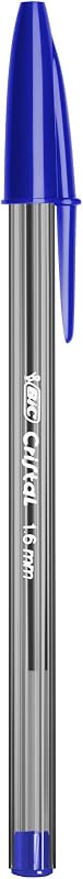 Canetas bic cristal de ponta média grande, para escola, escritório ou casa, azul, pacote com 50 (1,6 mm)