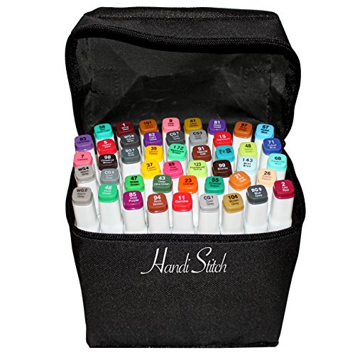 Marker Pens- Alcohol Markers, Felt Tip Markers with Carry Case-48 Assorted Thick and Thin Markers for Adult and Kids Painting, Coloring, highlighting and underlining, Non-toxic