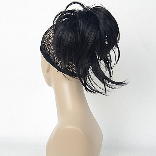 Lydell Adjustable Messy Style Ponytail Hair Extension Synthetic Hair-Piece with Jaw Claw Amzing Shape For You (1# Black)