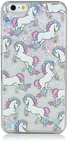 Dynamic Horse Unicorn Stars Glitter Liquid Dynamic Phone Case for iPhone 7 7 Plus 6S 6 Harder Protective Phone Cover (Silver iPhone 6)