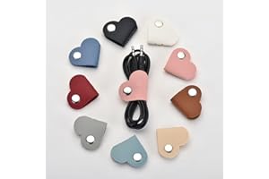 8Pcs Leather Heart Cord Organizer, Cable Management Straps for Earbuds Headphones, Tangle-free Earphones Winder Wrap (colorfu