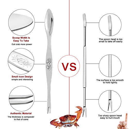 Professional Seafood Tools Picks Set Crackers Tools, 2 Nut Crackers + 1 Scissor + 6 Red Picks + 5 Stainless Steel Forks Kitchen Easy-opener Picnic Tools for Lobster, Crab Claws and Other Crustaceans