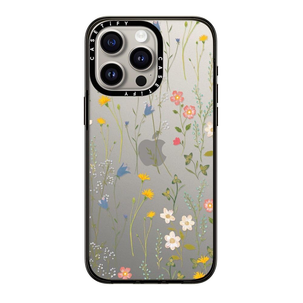 CASETiFY Compact Case for iPhone 15 Pro Max [2X Military Grade Drop Tested / 4ft Drop Protection] - Dreamy Floral Pattern - Clear Black — image 1