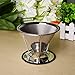 Firlar Pour Over Coffee Filter Fine Grade 304 Stainless Steel Double Mesh Paperless Coffee Dripper Reusable Coffee Maker with Separate Stand Rubber Grip