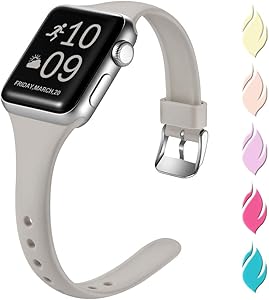 Henva Slim Band Compatible with Apple Watch SE 44mm 42mm, Soft Comfortable Band Compatible for iWatch Series 6 5 4 3 2 1, Slate Gray, M/L