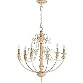 Quorum 6106-6-70 Transitional Pendant Traditional Six Light Chandelier, White