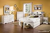 South Shore Summer Breeze Kids Bookcase Bed 4-Piece Bedroom Set, Full, White Wash