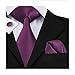 Hi-Tie Mens Solid Color Tie Handkerchief Cufflinks set Woven silk Wedding Tie