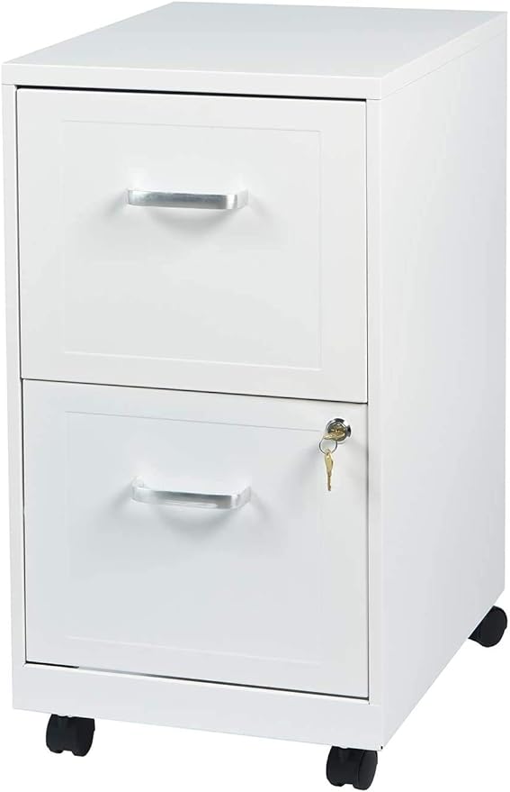 Amazon Com Ad Arazy 2 Drawer File Cabinet 18 Deep Metal Filing Cabinet With Lock Made By Thick Metal Materials With Smooth Casters Letter Size White Kitchen Dining