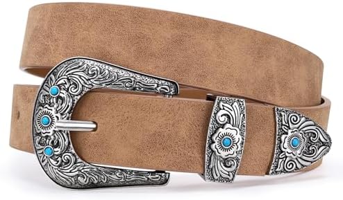WHIPPY Vintage Western Leather Belt for Women Double Buckle  display picture 2