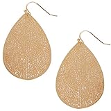 Humble Chic Vegan Leather Earrings for Women - Teardrop Leaf Dangle Statement Filigree Dangling Lightweight Boho Vintage-Style Drops