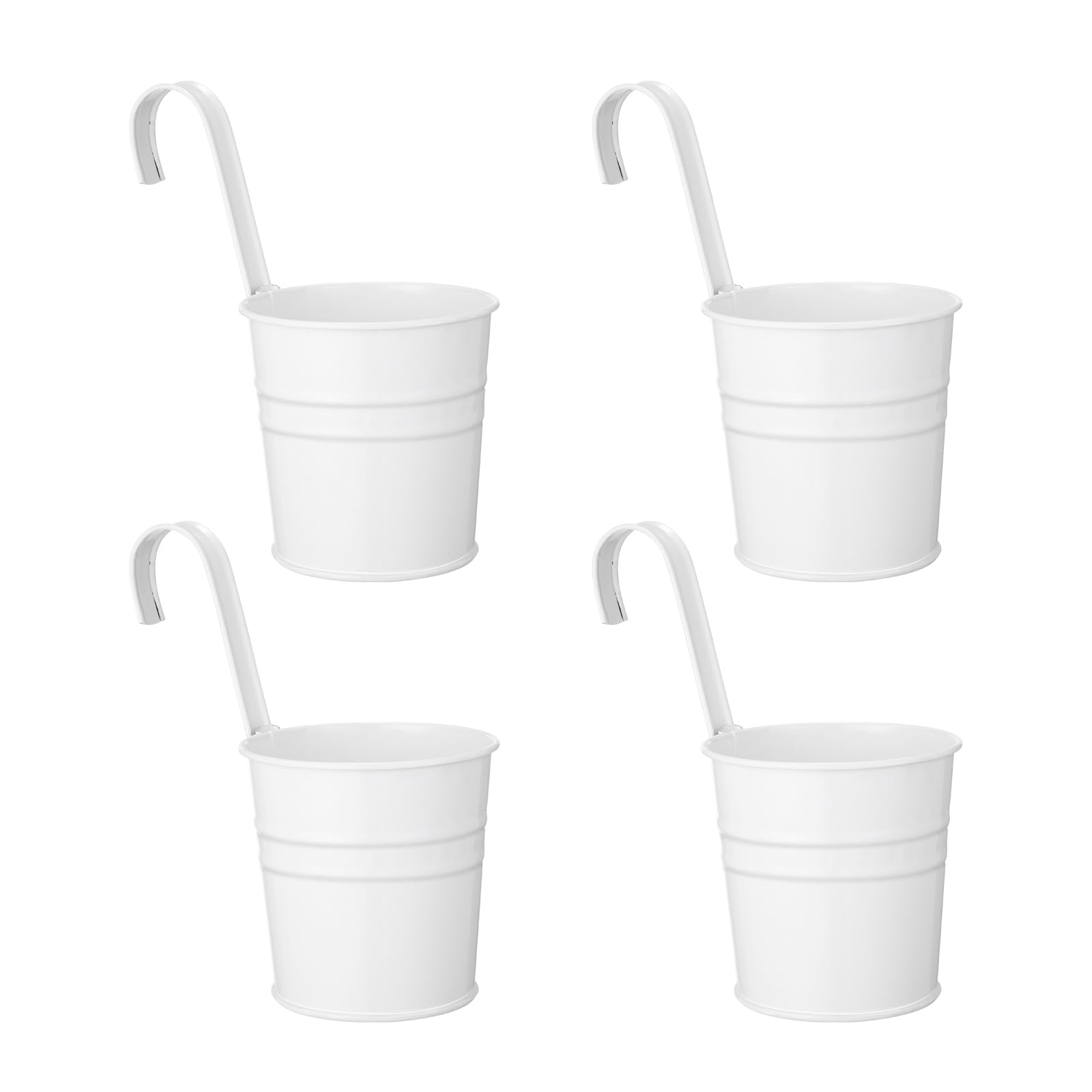 Cabilock Planter Set of 4 Hanging Plant Pots Metal Vintage Retro White for Balcony Decoration