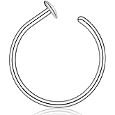 925 Sterling Silver Hypoallergenic 22G Nose Hoop Ring for Women, 22 Gauge Small Thin Silver Septum Ring 6mm - 7mm Adjustable
