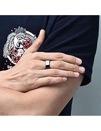 King Will Men 8mm Tungsten Carbide Wedding Ring All Black High Polished Unique Square Shape