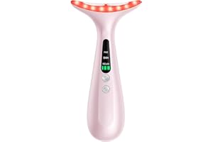 AZMAVO Red Light Therapy for Face & Neck, Skin Lifting & Firming - at Home Skin Care Face Sculpting Tool and Neck Massager-Pastel Pink