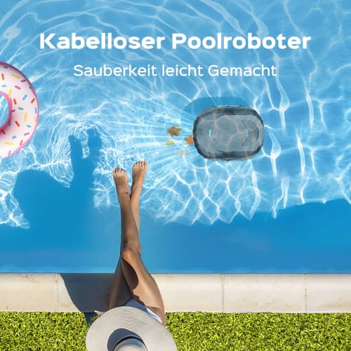 BRINBO S1PRO 2026 Upgrade Poolroboter mit 120 Min Automatisch Reinigungszeit, Poolsauger Akku mit Dual-Motoren, 2,5H Ladezeit, Leichter Poolreiniger für Oberirdische Pools bis 100 m², Grau&Blau