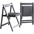 FUNROLUX Folding Dining Chairs with Padded Seats 2 Pack Wooden Folding Chairs for Kitchen Table Event Party Indoor 198LB Weight Capacity (Grey)