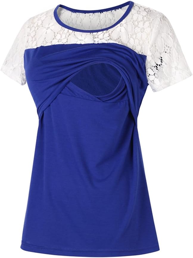 Nituyy Women Short Sleeve Double Layer Nursing Tops for Breastfeeding Maternity Nursing Shirts
