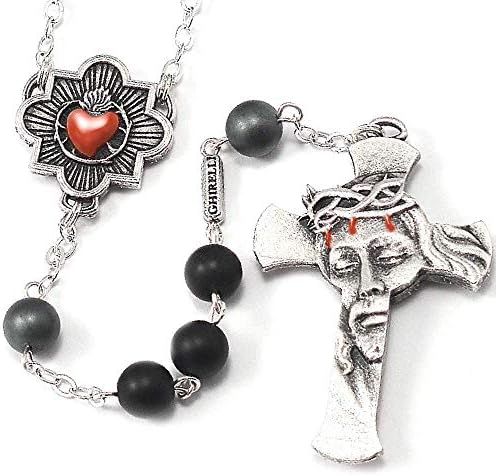 Ghirelli Rosaries for Men in Antique Silver with Hematite Beads 15198