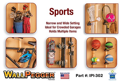 Wallpegger: Garage Wall Storage Racks - 2 Pk - Easy to Install - Incredibly Strong - Store Tools, Sporting Goods, Ladders, Skis, Snowboards, Bikes, Hoses, Power Tools, Golf Clubs, Coats - Adjustable