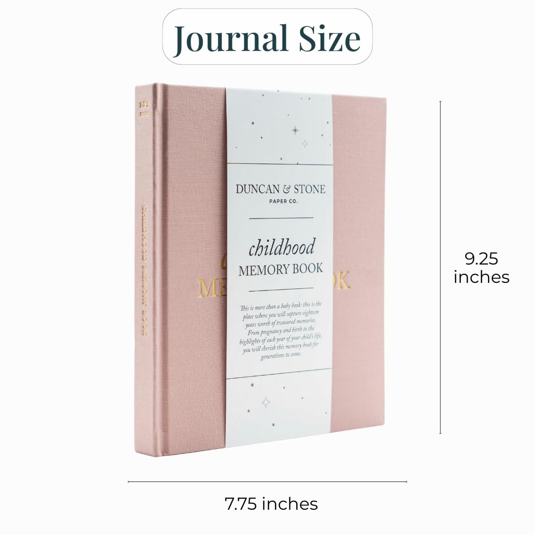 Childhood Memory Book - Elegant Child Memory Book from Pregnancy to Age 18 W/Prompts, Space for Photos & More - Baby Journal (175 Pages, Dusty Rose)