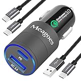 Meagoes Rapid Car Charger for Samsung Note 9/8, Galaxy S10 Plus/S10/S9 Plus/S9/S8 +/S8, LG G8/G7/V35 ThinQ, Moto Z3/Z2 Play, Google 3XL/2XL, Power Delivery & Quick Charge 3.0 Enabled, with Type C Cord