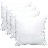 Obruosci Luxury Pillow Inserts, Pack of 4, 22 x 22 inches Hypoallergenic Ultra Soft White Polyester Microfiber Durable Couch Cushion Fillers