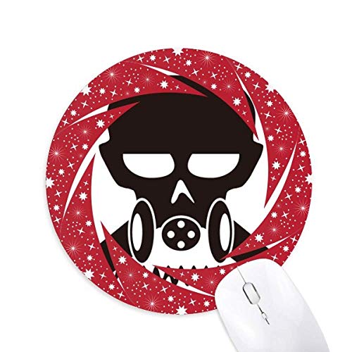 Pollution Biochemical Cyborg Gas Mask Wheel Mouse Pad Round Red Rubber - Thumbnail 2