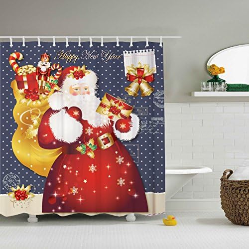 Santa Claus Shower Curtain- ZBLX Waterproof Mildew Resistant Fabric Polyester 100% Shower Curtain. (Gift Claus，60 "X 72")