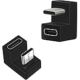 Seminer USB C 180 Degree Angled Adapter (2 Pack), U Shape USB C 3.1 Male to Female Adapter, Type C Angled Adapter Data Transf