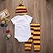 Baby Boys Girls Snuggle this Muggle Short Sleeve Bodysuit and Striped Pants Outfit with Hat (70 (0-6M), White+Yellow)