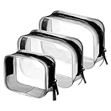 BBTO 3 Pieces PVC Travel Toiletry Bag Cosmetic Bags Organizers Makeup Bags with Zipper for Men's Women's Travel Toiletry Kit, Clear