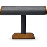 Oirlv Solid Wood T-Bar Watch Display Stand Jewelry Organizer Holder for Watch Bracelet Countertop Table Top Jewelry Tower(Grey)