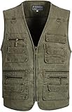 Alipolo Mens Casual Work Utility Hunting Travels Sports Vest Multiple Pockets Army Green US L/Label 2XL