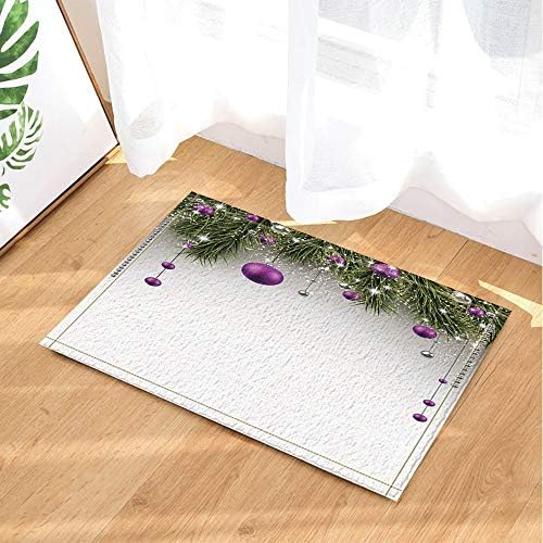 JHTRSJYTJ New year gift decoration christmas purple baubles fir HD print, 40 * 60 cm non-slip floor indoor bath mat