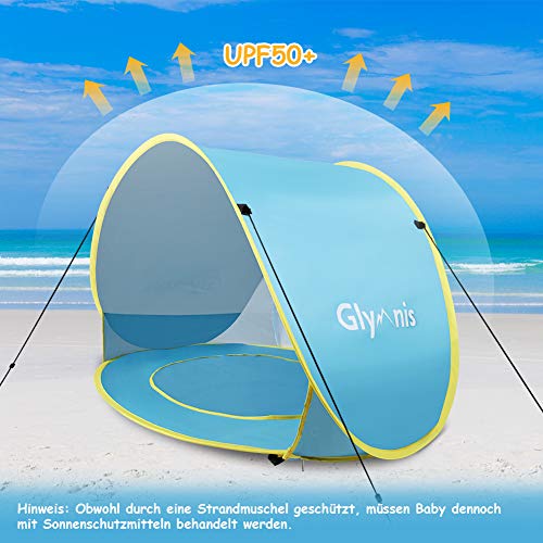 Glymnis Baby Strandmuschel Strandzelt Pop-up Baby Strand Zelt mit trennbarer Pool UV-Schutz UPF 50+ Sun Shade Shelter… – Bild 3