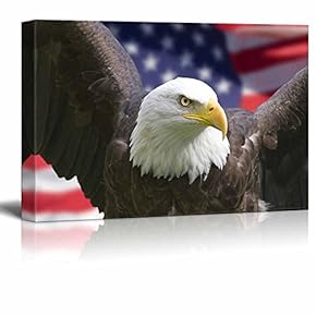Bald Eagle with American Flag Patriotic Concept Wall Decor