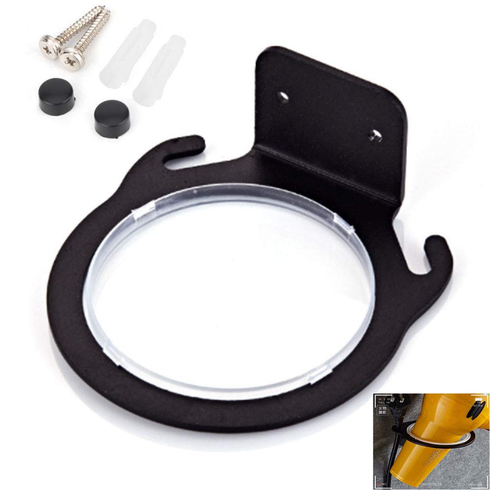 NganSuRong Hair Dryer Holder Wall Mount Stand Rack Bracket Shelf Bathroom Salon Storage Organizer Stainless Steel Hairdressing Dryer Hanger Black