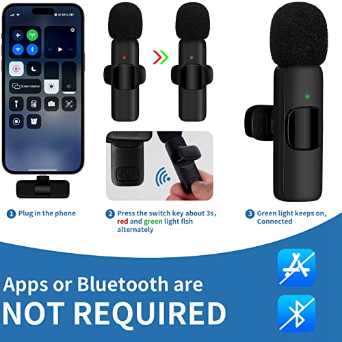 Wireless Microphone for iPhone iPad iPod, Professional Wireless Clipon