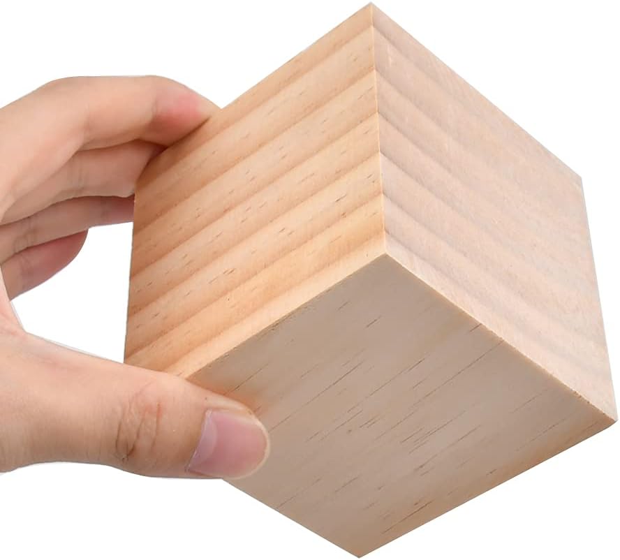 3 Inch Wooden Cubes, 6-Pack Unfinished Wood Blocks for Wood Crafts, Small Wooden Cubes, Wood Square Blocks, Great for Baby Showers, Puzzle Making, Crafts, and DIY Projects