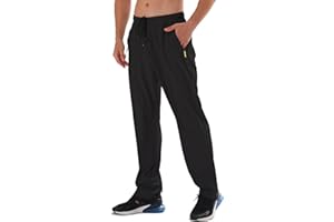 AIRIKE Men's Elastic Waist Hiking Pants Water Resistant Quick-Dry Lightweight Outdoor Sweatpants with Zipper Pockets