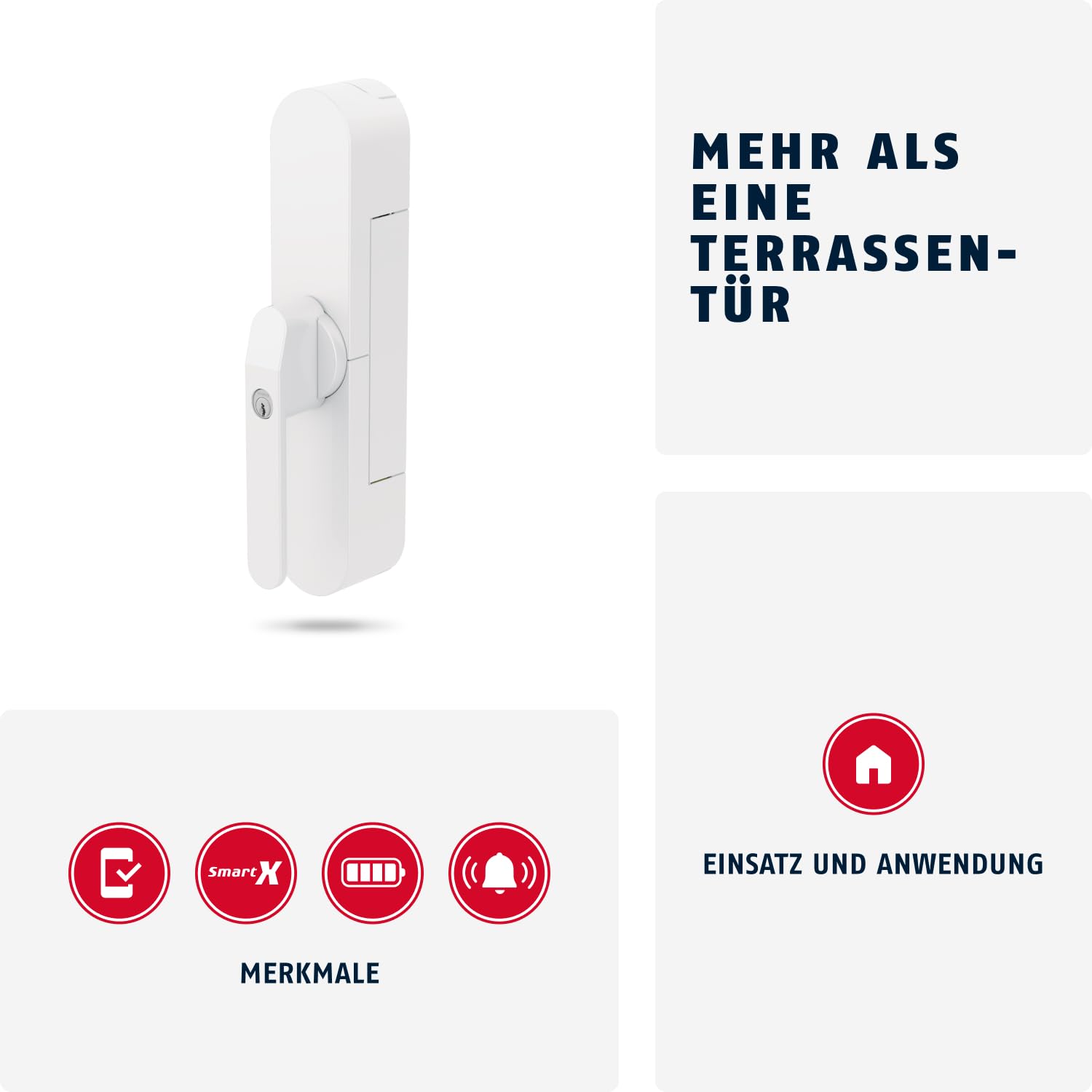 ABUS Fensterantrieb WINTECTO One – smarter Fenstergriff für Fenster, Balkon- und Terrassentür – mit Alarmfunktion – einfache Montage ohne Bohren – Weiß, gleichschließend (AL0145) 2